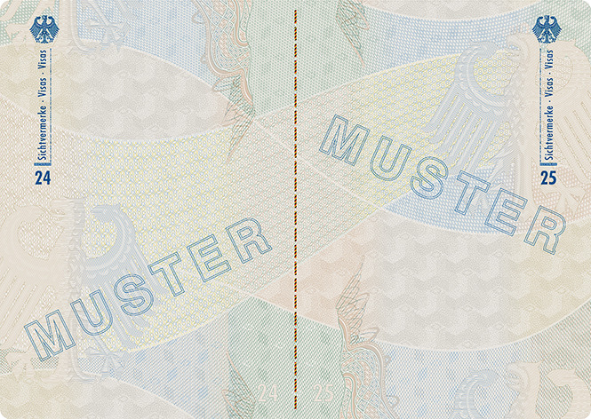 Abbildung der Passbuchinnenseiten 24 und 25 des Dienstpasses