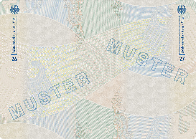 Abbildung der Passbuchinnenseiten 26 und 27 des Diplomatenpasses