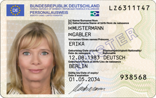 Abbildung der Vorderseite des Personalausweises