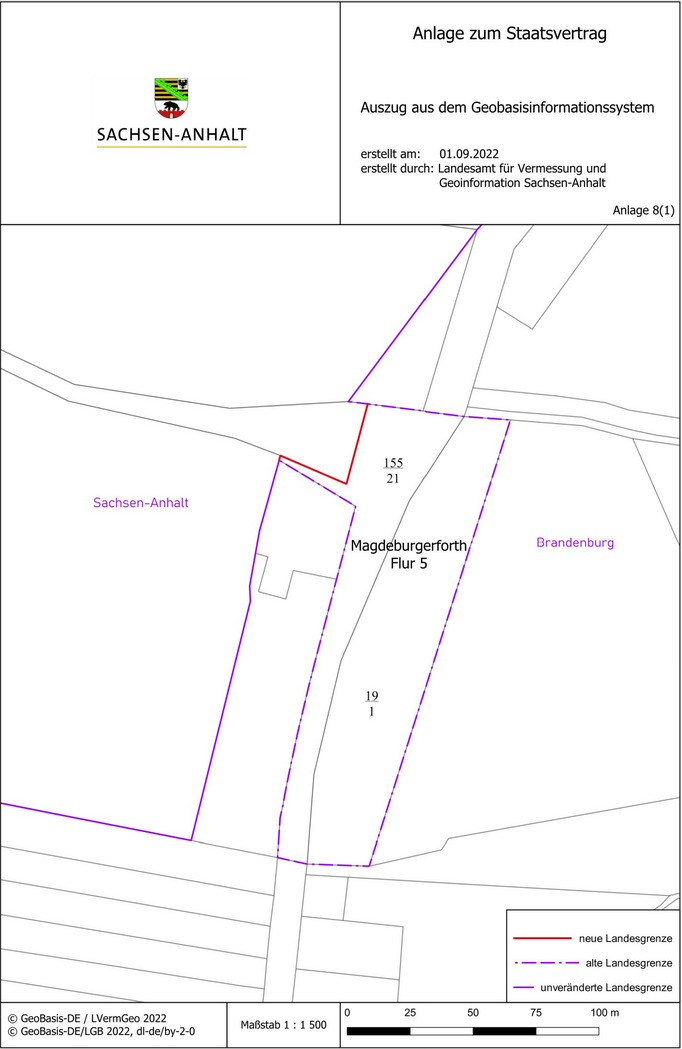 Die Flurstücke 19/1, 155/21 der Flur 5 der Gemarkung 0885 Magdeburgerforth