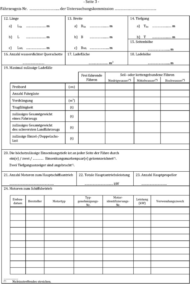 Die Abbildung zeigt das Muster eines Fährzeugnisses. Abgebildet ist die Seite 3.