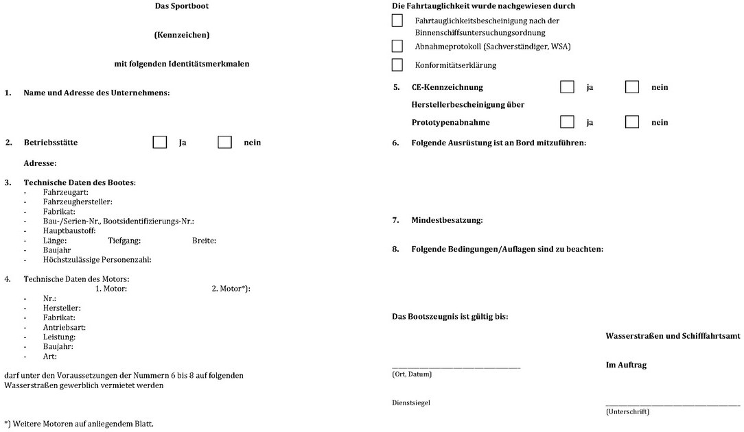 Abgebildet ist das Muster für die Rückseite eines Bootszeugnisses.