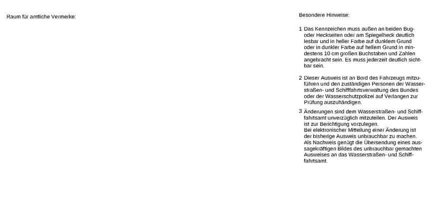 Die Abbildung zeigt das Muster für die Rückseite des Ausweises über das Kleinfahrzeugkennzeichen.