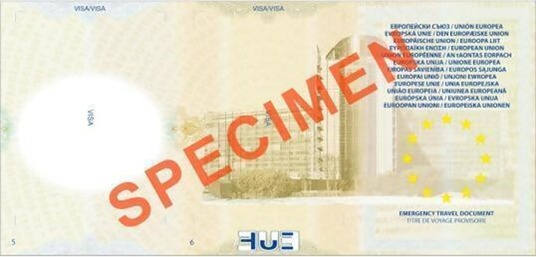 EU-Rückkehrausweis Trägervordruck (Vorderseite)