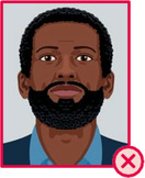 Illustration einer bärtigen Person, die leicht nach oben schaut.