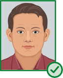 Illustration einer Person mit scharfem und kontrastreichem Gesicht.