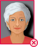 Illustration einer Person mit kurzen weißen Haaren vor einem Hintergrund mit Schatten.