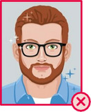 Illustration einer bärtigen Person mit Brille und offensichtlich retuschiertem Gesicht.