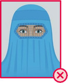 Illustration einer Person mit blauer Burka.