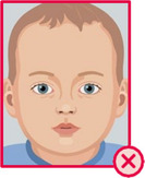 Illustration eines Kleinkindes, dessen Kopf den Großteil des Bildes einnimmt.